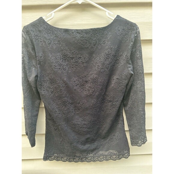 Vtg Moda International M Y2K Floral Lace Rave Top Stretch Serving Sexy Vamp Goth - Picture 3 of 6